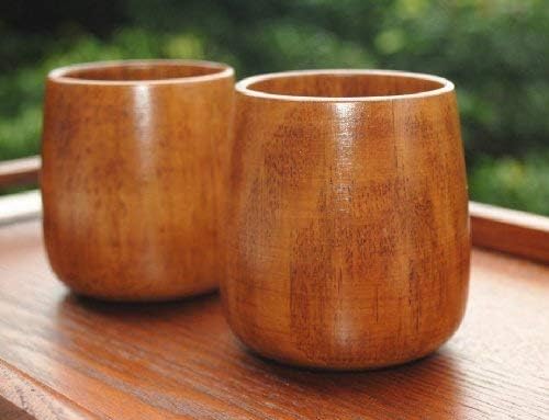 JKLcom Wooden Tea Cups Top Grade Natural Solid Wood Tea Cup 4 Pack,Wooden Teacups Coffee Mug Wine Mug for drinking Tea Coffee Wine Beer Hot Drinks,100-200 ML