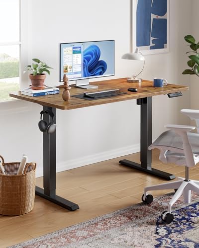 HUANUO 48x23 Inch Electric Standing Desk, Adjustable, Rustic Brown