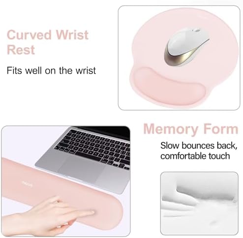 MOSISO Wrist Rest Support for Mouse Pad&Keyboard Set, Chalk Pink