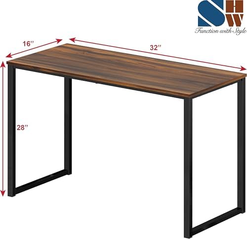 SHW Mission 32-Inch Home Office Computer Desk, Walnut