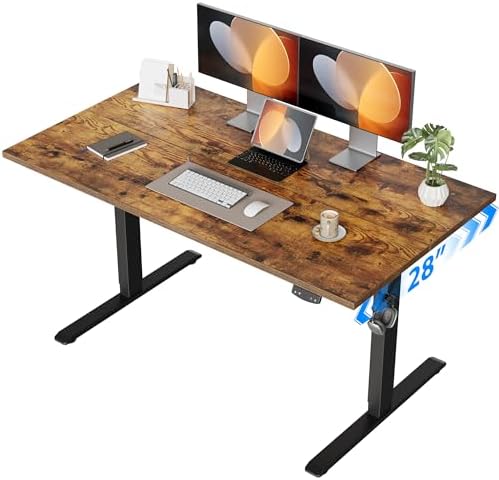 Agilestic 48*28 Inch Height Adjustable Electric Standing Desk, Rustic Brown