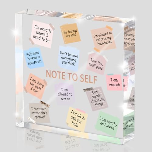 Inspirational Desk Decoration - 4x4" Acrylic with Inspirational Quotes, Perfect for Dorms and Offices, Daily Positive Affirmations, Therapist Room Decor, Positive Workspace Sign, and Wellness Gift