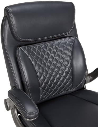 Amazon Basics Ergonomic Executive Office Chair with Adjustable Lumbar Support, Flip-up Arms, Height Adjustable, 360° Rolling Swivel, Computer Desk Chair, Grey Leather
