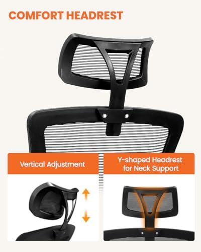 NEO CHAIR Office Chair with Adjustable Ergonomic Lumbar Headrest, Black