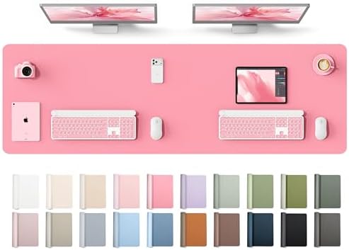 YSAGi Leather Desk Protector, Office Mat, Large Mouse Mat, Non-Slip PU Leather Blotter, Laptop Desk Mat, Waterproof Writing Pad for Office and Home(Pink, 63" x 17.2")