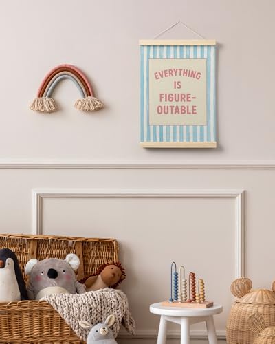 FGFK Preppy Pink and light Blue Everything Is Figureoutable Inspirational Framed hanging Canvas wall art Poster Prints office dorm room decor for women, Motivational posters decorations for home bedroom,12x16 Inch