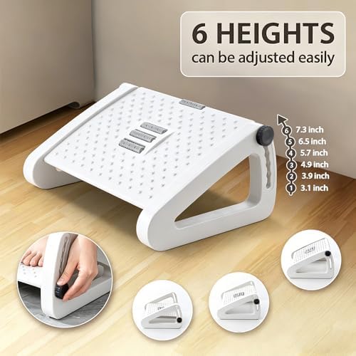 CasaZenith Foot Rest, Six Heights Adjustable Foot Rest Under Desk at Work