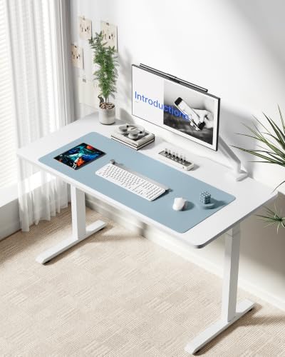 YSAGi Leather Desk Protector, Office Mat, Large Mouse Mat, Non-Slip PU Leather Blotter, Laptop Desk Mat, Waterproof Writing Pad for Office and Home(Ice Blue, 42" x 17.2")