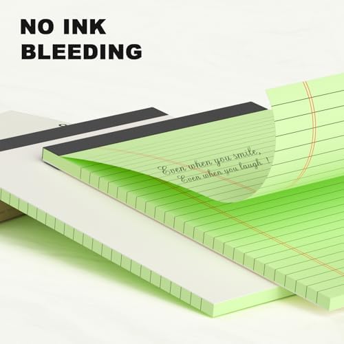 AILZFEI 6pcs Small Note Pad 5x8 College Ruled Green Legal Pads Paper Notepads 6 Pack Study Back Writing Pads 5 x 8 Legal Pads Perforated Narrow Ruled Pads of Paper Green