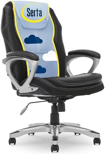 Serta Ergonomic Executive Office Chair, Padded Arms Mesh Back Leather Chair