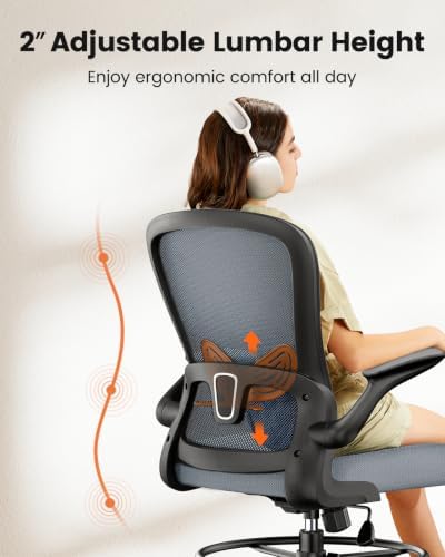 ErGear Drafting Chair,Tall Office Chair with Flip-Up Armrests, High Desk Chair Adjustable Height and Adjustable Footrest Ring, Ergonomic Standing Desk Chair with Lumbar Support, Blue,2 Pack