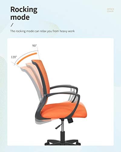 FDW | Mid Back Office Chair | Orange | with Lumbar Support, 360 Swivel