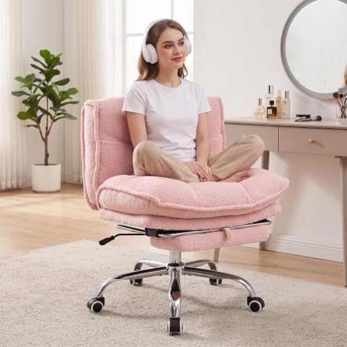 Criss Cross Office Chair, Cross Legged Armless Chair with Footrest