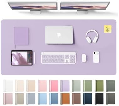 YSAGi Leather Desk Pad Protector, Office Desk Mat, Large Mouse Pad, Non-Slip PU Leather Desk Blotter, Laptop Desk Pad, Waterproof Desk Writing Pad for Office and Home (Light Purple, 55" x 24")