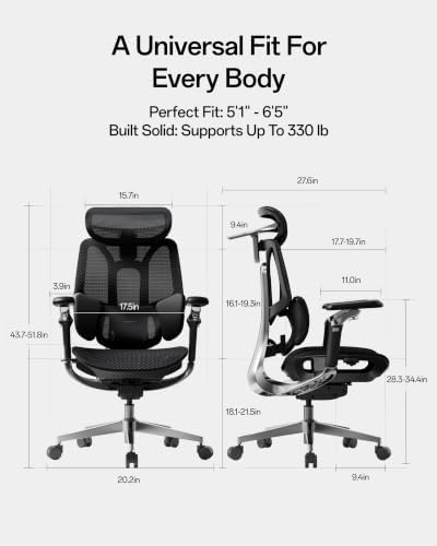 Hbada E3 Pro 2026 Edition Ergonomic Office Chair, Mesh Desk Chair with 3-Zone Floating Lumbar Support, Upgraded 4D Headrest, 720° Armrests, Black