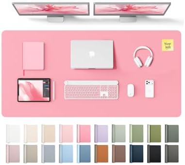 YSAGi Leather Desk Pad Protector, Office Desk Mat, Large Mouse Pad, Non-Slip PU Leather Desk Blotter, Laptop Desk Pad, Waterproof Desk Writing Pad for Office and Home (Pink, 55" x 24")