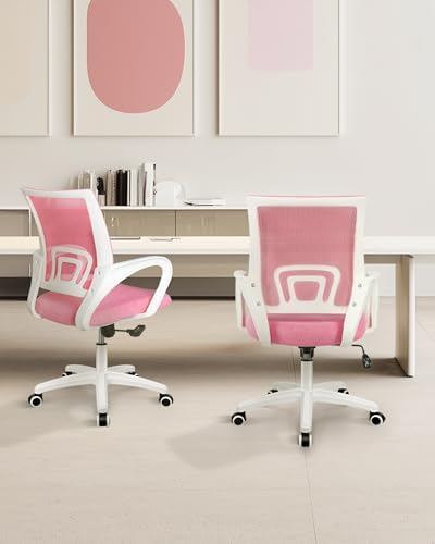NEO CHAIR Office Computer Chair Ergonomic Mid-Back Mesh Desk Chair, Pink