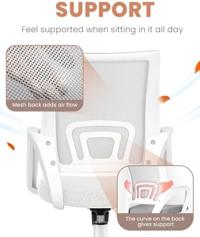 NEO CHAIR Office Computer Chair Ergonomic Mid-Back Mesh Desk Chair, Ivory