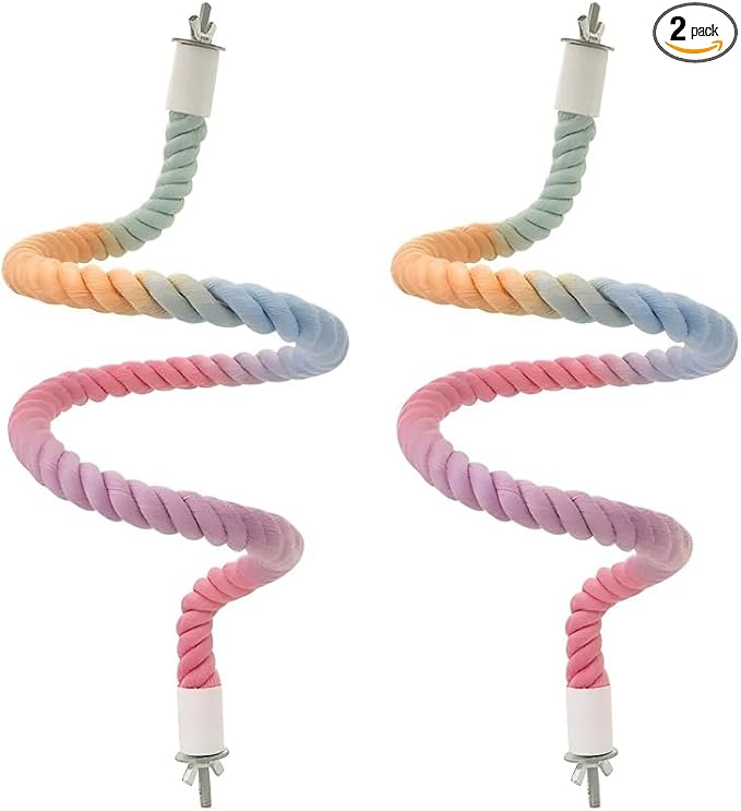 2Pcs Rope Perches for Bird Cages, Rope Perch for Parrots, Cockatiels & Parakeets, Bird Cage Accessories(L)
