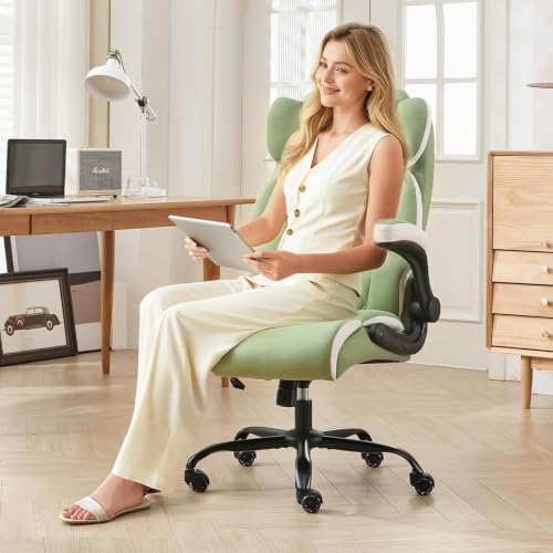 500lbs Big and Tall Office Chair Adjustable Lumbar Support for Back Pain, Extra Wide Seat Executive Office Chair Thick Armrest Pad, Heavy Duty Base&Upgraded Wheels, Ergonomic Desk Chair (Green)