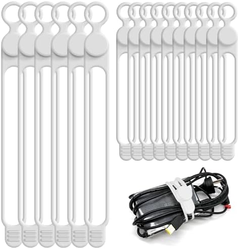 Silicone Cable Ties, Cord Organizer Cable Management,2Sizes-White