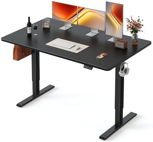 FEZIBO Standing Desk 63 × 28 Inch Electric Height Adjustable, Black