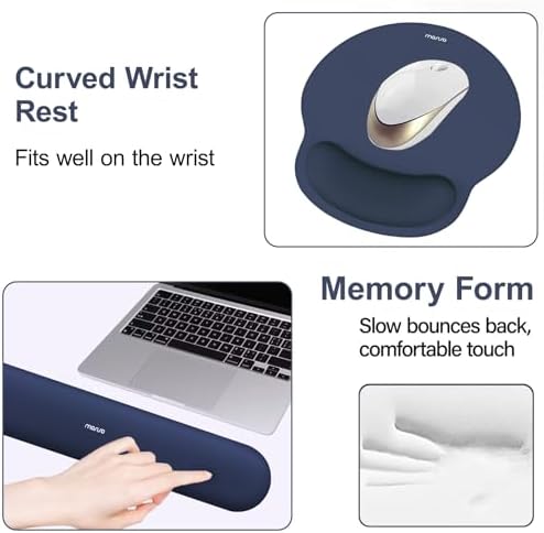 MOSISO Wrist Rest Support for Mouse Pad&Keyboard Set, Navy Blue