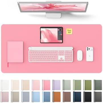 YSAGi Leather Desk Protector, Office Mat, Large Mouse Mat, Non-Slip PU Leather Blotter, Laptop Desk Mat, Waterproof Writing Pad for Office and Home (Pink, 35.4" x 17")