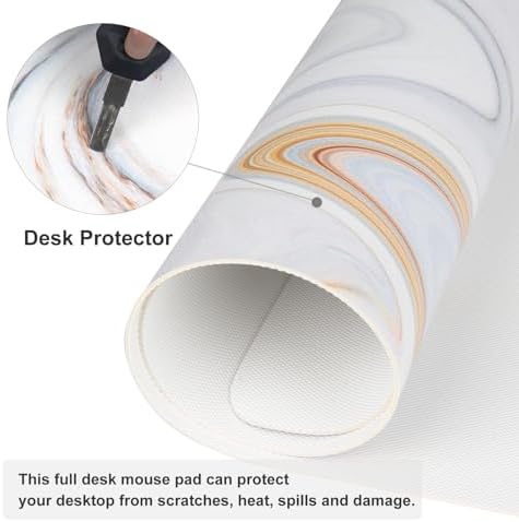 QiyI PU Leather Large Mouse Pad, Office Decor, 31.5" x 15.7", Grey Striped