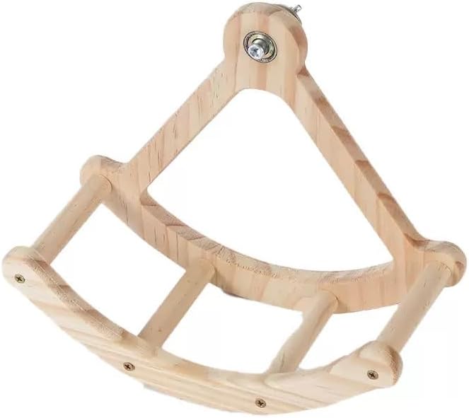 Bird Perch Toy for Window and Cage,Interactive Rocking Parakeet Toy and Perch, Wooden Birds Enrichment Toy for Parrot,Toy Fun and Accessories Suitable for All Medium Birds,Natural.