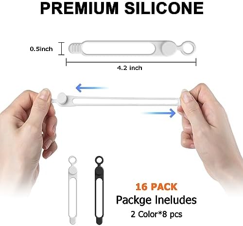Silicone Cable Ties, Cord Organizer Cable Management, Black White