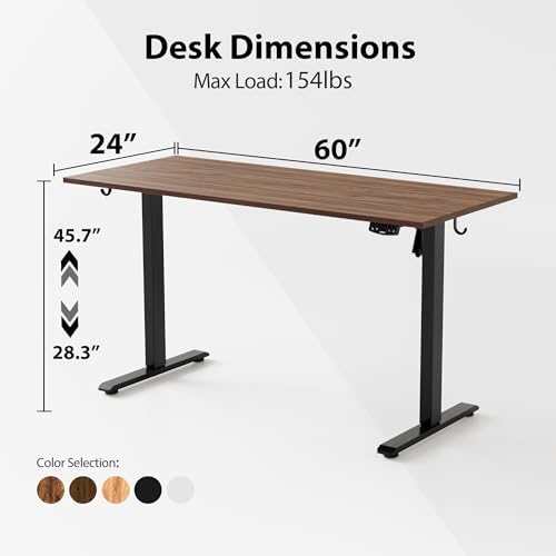 Agilestic 60*24 Inch Height Adjustable Electric Standing Desk, Dark Walnut