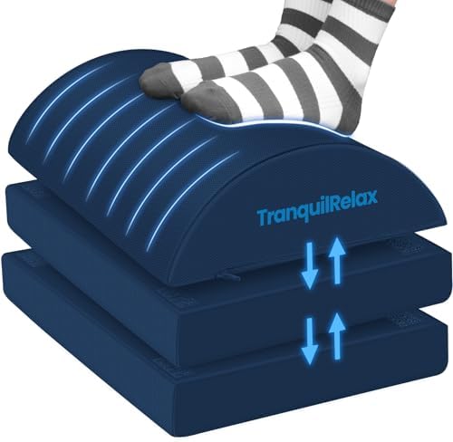 TranquilRelax Foot Rest Under Desk, 3-Height Adjustable Foot Stool, Blue