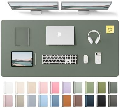 YSAGi Leather Desk Pad Protector, Office Desk Mat, Large Mouse Pad, Non-Slip PU Leather Desk Blotter, Laptop Desk Pad, Waterproof Desk Writing Pad for Office and Home (Dark Green,55" x 24")