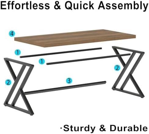 LVB 55 Inch Modern Computer Office Desk Metal Wood Writing Desks Rustic Oak