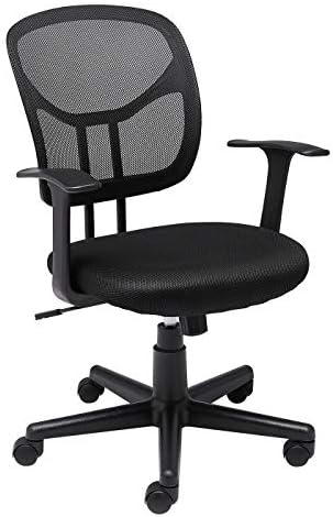 Amazon Basics Breathable Mesh Mid-Back Office Desk Chair with Armrests, Lumbar Support, 360-Degree Swivel, Adjustable-Height, Black