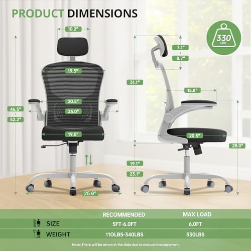 Synorla Office Chair|330LBS Capacity Ergonomic Desk Chair