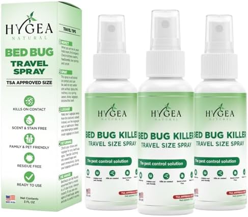 Hygea Natural Bed Bug Lice & Mite Travel Spray TSA 3 oz 3-Pack