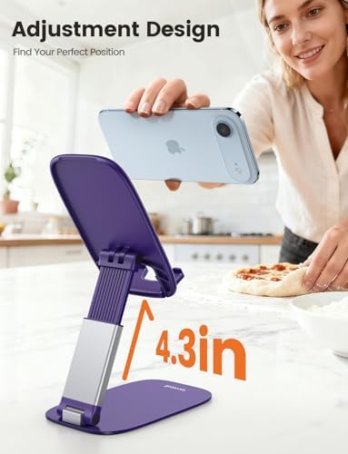 Lamicall Ultra-Thin Phone Holder for Desk, Purple Office Desk Accessories