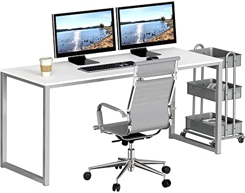 SHW Mission 55-Inch Home Office Computer Desk, White