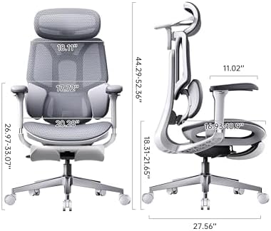 Hbada E3 Air 2026 Ergonomic Office Chair, 3-Zone Lumbar Support, Comfy Home Office Chair with Auto Recline, 4D Headrest & Armrests, 140° Tilt for Work & Relax, Grey with Footrest
