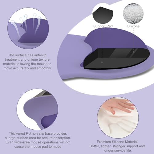 MOSISO Wrist Rest Support for Mouse Pad&Keyboard Set, Imperial Purple