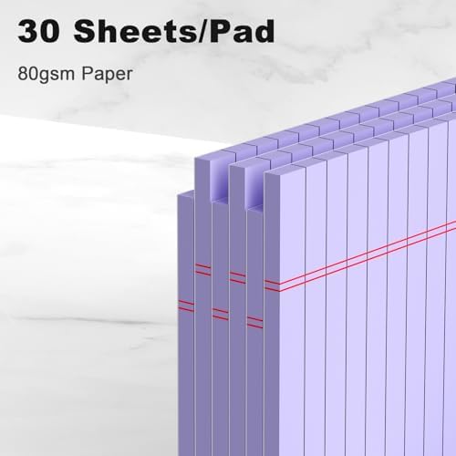 AILZFEI 6pcs Small Legal Pad 5x8 College Ruled Purple Legal Pads Notepads 6 Pack Study Back Writing Pads 5 x 8 Perforated Narrow Ruled Pads of Paper Purple