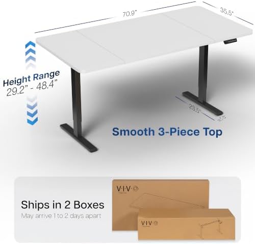 VIVO White 71 x 36 in Standing Desk, DESK-KIT-1B7W-36