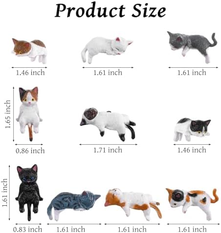 10 Pcs Cat Computer Monitor Decor, Mini Little Cats for Computer Monitor Resin Figurines, Cute Dashboard & Desk Decorations (3.9 x 2.3 in)