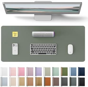 YSAGi Leather Desk Pad Protector, Office Desk Mat, Large Mouse Pad, Non-Slip PU Leather Desk Blotter, Laptop Desk Pad, Waterproof Desk Writing Pad for Home (23.6" x 13.8", Dark Green)