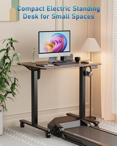 32" Small Rolling Electric Standing Desk Adjustable Height for Home Office