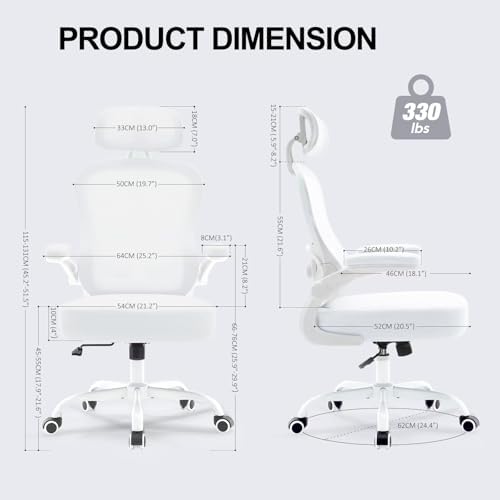 Ergonomic Office Chair,Ultra Thick Spring Cushion Desk Chair,White