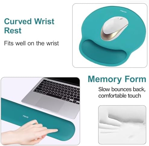 MOSISO Wrist Rest Support for Mouse Pad&Keyboard Set, Teal Green