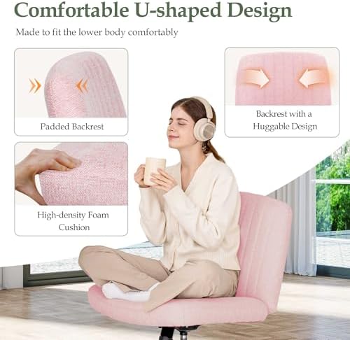 Orange Factory Criss Cross Chair, Wide Wheel Vanity Seat, Pink Dual Base